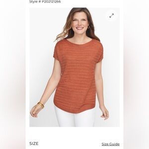 Talbots Chunky Knit Linen Short Sleeve Sweater Size L